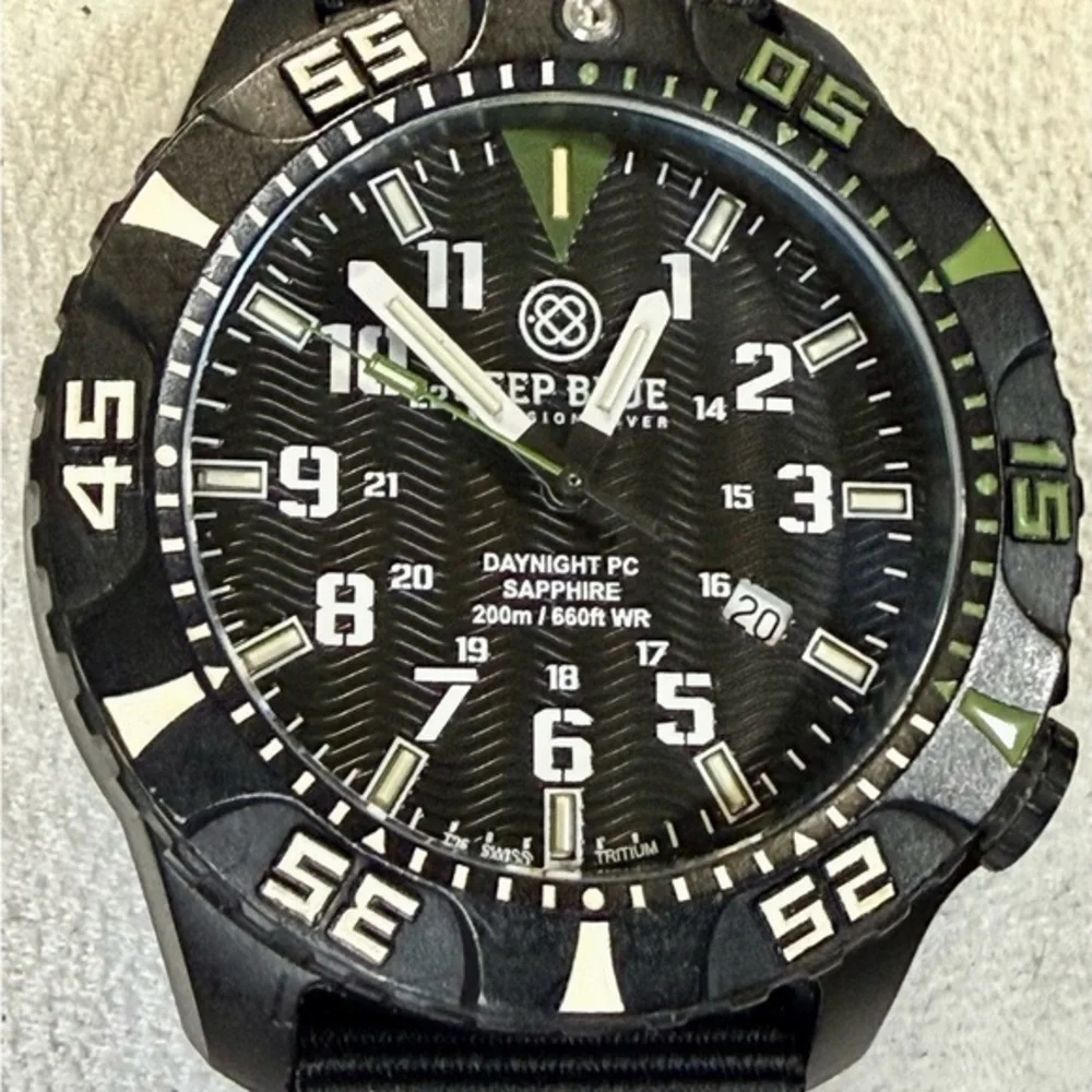 DEEP BLUE Day/Night PC Date Diver Mens Sport Watch.